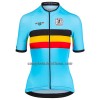 Completo Maglia + Pantaloncino con bretelle 2023 Nazionale Belgio Manica Corta Azzurro Donna